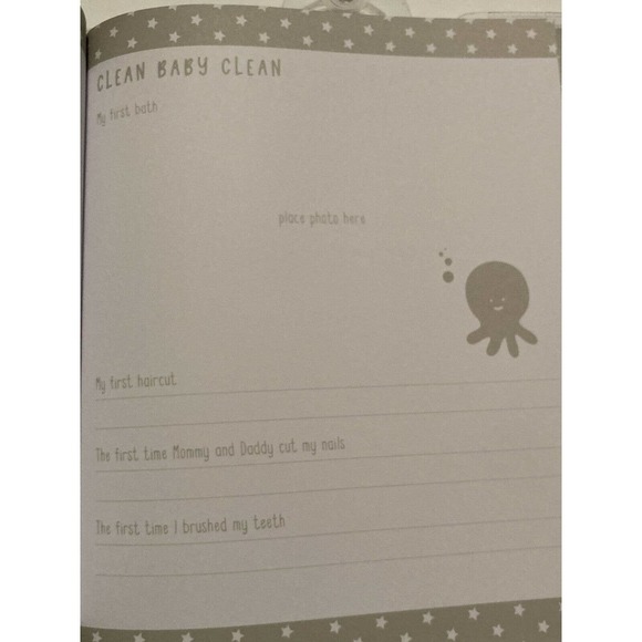 Kate & Milo Gray NEUTRAL Baby's First Year Memory Book Baby Milestones Boy Girl - Picture 9 of 9